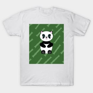 Cute kawaii panda on bamboo background street wear block style T-Shirt